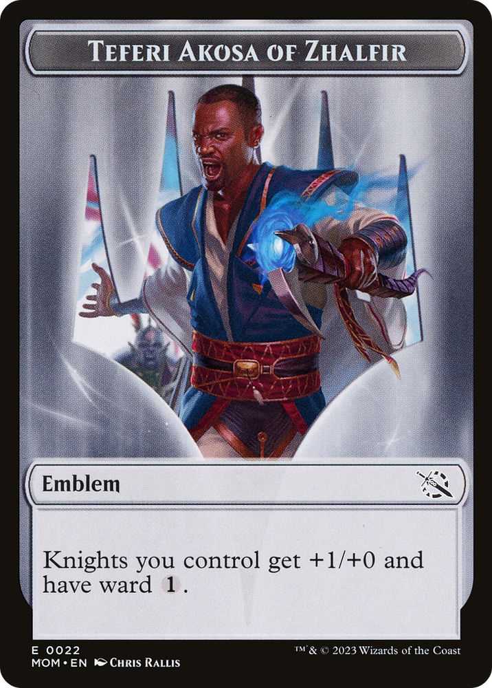 Treasure (21) // Teferi Akosa of Zhalfir Emblem Double-Sided Token [March of the Machine Tokens]