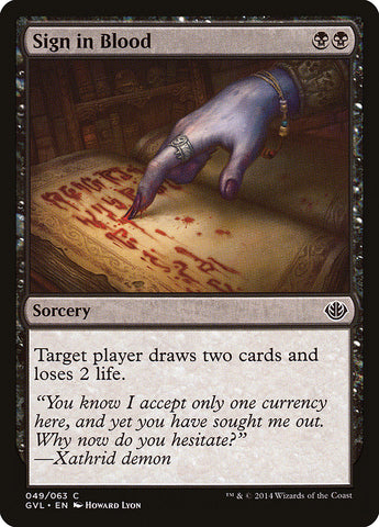 Sign in Blood (Garruk vs. Liliana) [Duel Decks Anthology]