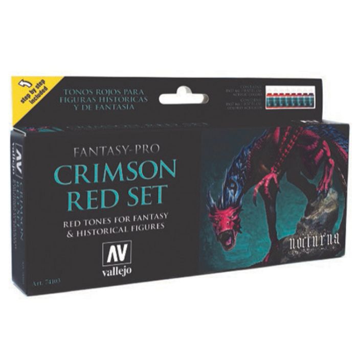 Fantasy-Pro: Crimson Red Model & Miniatures Paint Set (8)