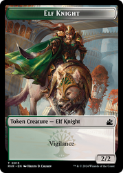 Elf Knight // Rhino Double-Sided Token [Ravnica Remastered Tokens]